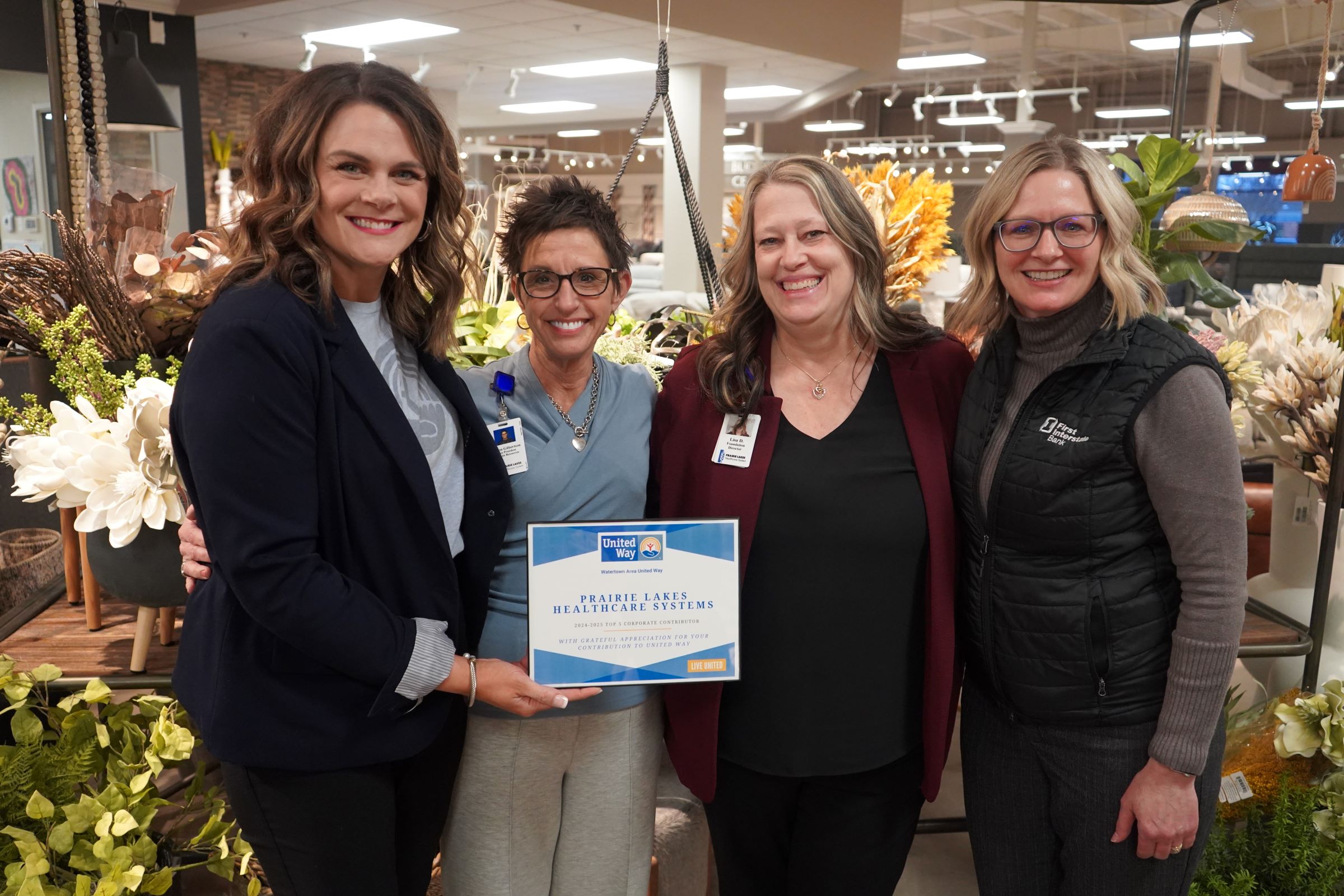 United Way Top 5 Corporate Contributor Prairie Lakes Healthcare Systems