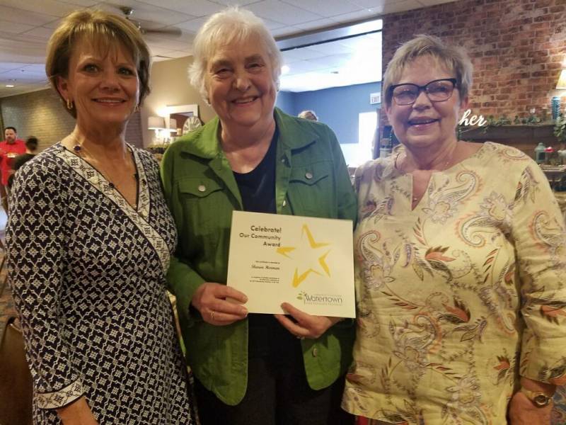 Sharon Herman (center), Jan DeBerg, left, executive director of the Watertown Area Community Foundation; and Char Torgerson, director of the Watertown Volunteer Center.