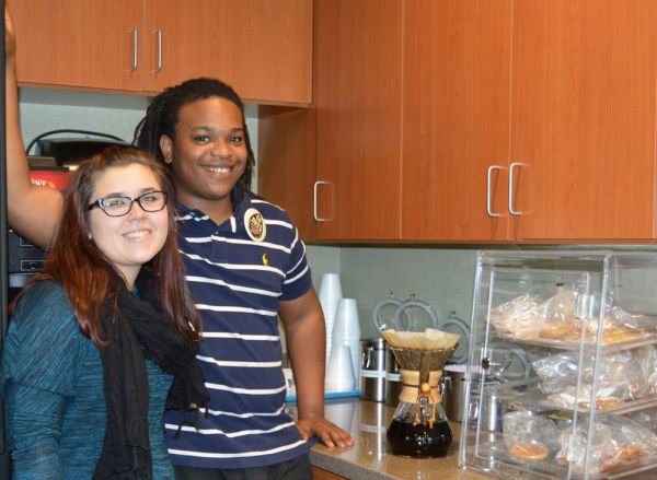 Joshua Simpson, Manager and Jeena Morris, Assistant Manager of Caribou Coffee.